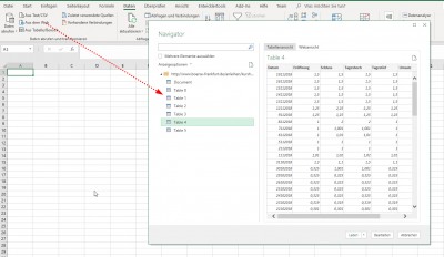 Excel-Funktion: Daten -&gt; Aus dem Web